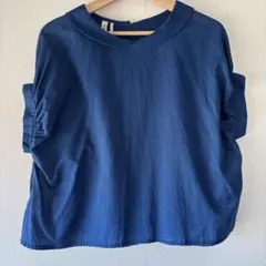【お値下げ中】ichiブルー ラウンドカラー半袖シャツmade in Japanのサムネイル