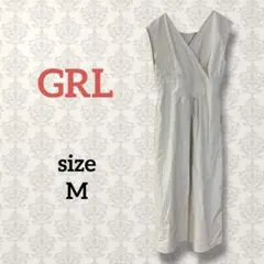 グレイル【M】コットンリネンロングフレアワンピース カシュークル Vネック