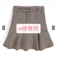 ベルト付き千鳥格子柄フレアミニスカート