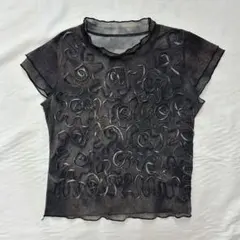 黒の透け感半袖シャツ｜古着｜人気アイテム