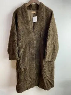 【美品】HAUNTロングボアコート ダークベージュ38 (M) エコバッグ付き 美品】HAUNTロングボアコート ダークベージュ38 (M) エコバッグ付き