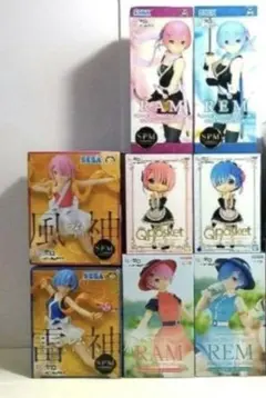 Re：從零開始的異世界生活 雷姆 拉姆 風神雷神 Re:Zero 8件模型