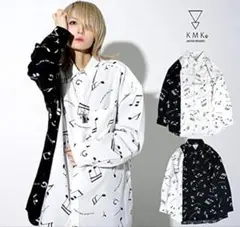 KMK KINGLY MASK 総柄ビッグシャツ 長袖 2トーン 音符