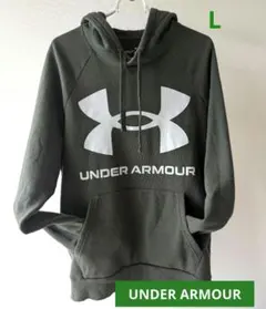 アンダーアーマーパーカー　メンズLG カーキ フード 裏起毛 トレーナー