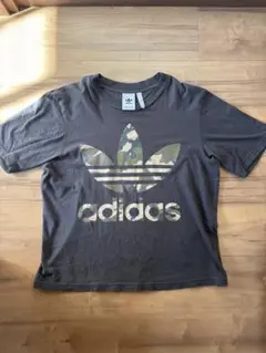 adidas カモフラージュロゴ Tシャツ Mサイズ ダークグレー 迷彩