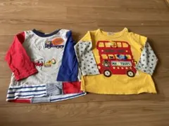 ミキハウス 長袖Tシャツ2枚セット（トラック・バスデザイン）