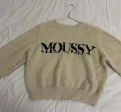 MOUSSY ロゴ入り 長袖ニット アイボリー