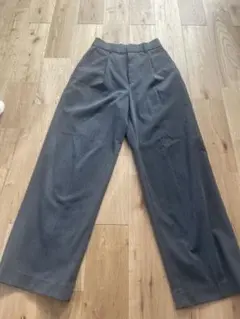 グレー タックワイドパンツ ポリエステル100%