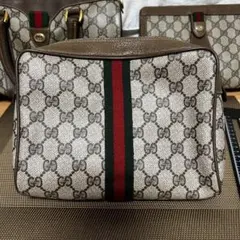 オールドグッチGUCCI ヴィンテージ　GGキャンバスクラッチバッグ　ファスナー