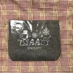 スヌーピートートバッグ　グレー布製