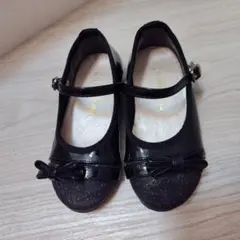 ブラック フォーマルシューズ リボン付き パンプス 15cm