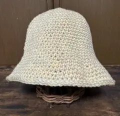 083 秋冬　バケットハット　ニット帽　エッグイエロー　レディース　ハンドメイド