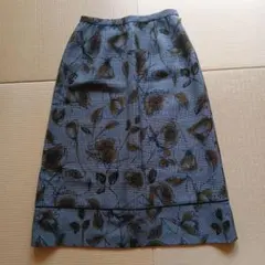 値下　レリアン　花柄チェックひざ丈スカート　M