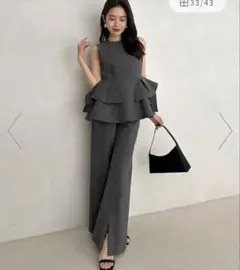 アニュアンス タックフレアカットベスト カットテーパードパンツ M