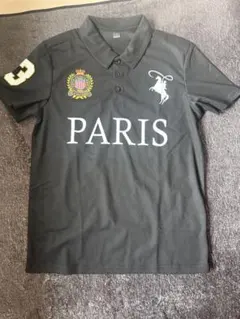 PARIS 半袖ポロシャツ ブラック S