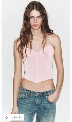 【完売品】ZARA　バーレスクサテン地トップスのサムネイル
