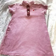 【美品】ファミリア ポロシャツワンピース 120 赤 チェック りんご 刺繍