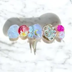 ポニーフック 月 パール ビジュー 輝き レジン ヘアアクセサリー