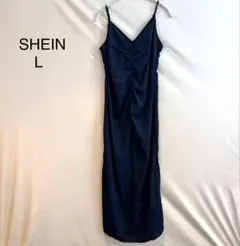 M776 シーイン SHEIN ネイビー キャミワンピース L ロング丈