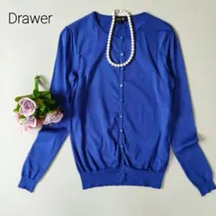 drawer ドゥロワー　カーディガン　ラメ　シルク　ブルーのサムネイル