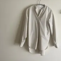 オペーク　アイボリー 長袖スタンドカラーシャツ