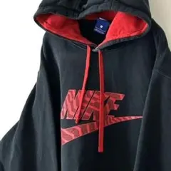 ナイキ NIKE ロゴ スウェット パーカー L ブラック 黒 レッド古着