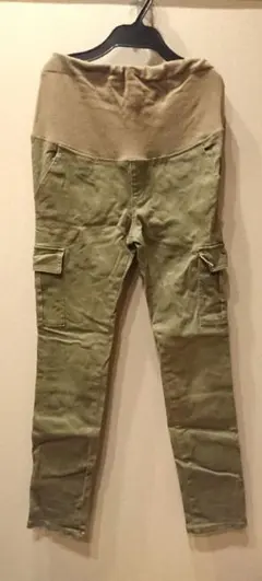 マタニティパンツ スリムパンツ ストレッチカーキ