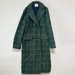 RED.J ダブルブレスト チェスターコート グリーン チェック柄 ロング丈