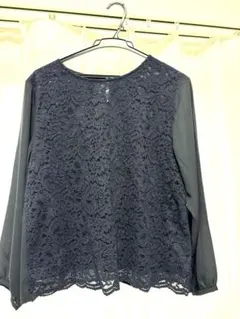 【新品未使用】Honeysレース使いブラウス LLサイズ ネイビー