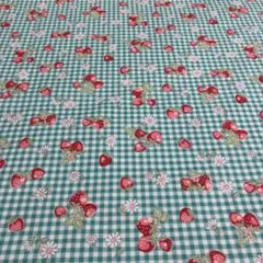 松山敦子オリジナル布　いちご　グリーン　お得品