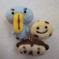 羊毛フェルト 動物とクッキーストラップセット