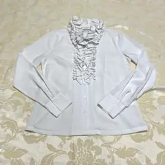 週末限定お値下げ❣️未使用品❣️NARA CAMICIE フリル付き白シャツ M/Ｌ