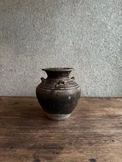 タイ古陶磁　スンコロク　宋胡録　蓋物　三彩亭　硲伊之助極め箱　M　R7936 タイ古陶磁 スンコロク 宋胡録 蓋物 三彩亭 硲伊之助極め箱 M