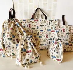 【匿名配送】ハンドメイド　入園入学5点セット NO.331 働く車柄