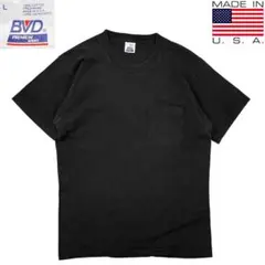 90s USA製 BVD ブラック フェード 黒 無地 ポケT シングル 極上