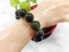 在庫処分 天然石グリーンメノウブレスレット内周18.3cm 　261221245