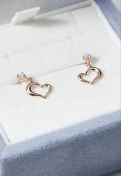 canal4℃ K10 ピンクゴールド　ハート型ピアス ジルコニア付き