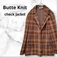 【SALE】Butte knitテーラードジャケットピンクベージュチェック古着