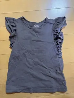 フリル付きダークグレーTシャツ 110