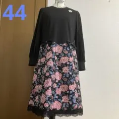 スーパービューティー☆44☆2025秋冬新作　薔薇柄ジャガード切り替えワンピース スーパービューティー☆44☆2025秋冬新作 薔薇柄ジャガード