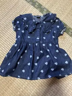 フタフタ 80デニムハートロンパース