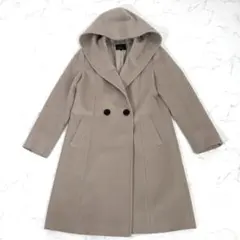 美品 23区 アンゴラ混 ビーバーダブルコート フード ベージュ38