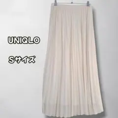S0357　プリーツロングスカート　ウエストゴム　軽やか　アイボリー　S