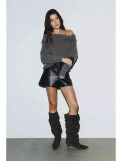 ZARA オフショルダーメタルアップリケニットセーター