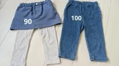 プティマイン♡スカンツ&バックフリルデニムパンツ2セット 　　90・100cm