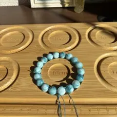 ラリマー天然石ブレスレット16センチ長さ調整可10ミリ珠三大ヒーリングストーン