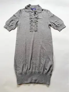 バーバリーブルーレーベル　新品　フリル　膝丈カシミアコットンニットワンピース