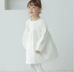 ペアマノン　ふくれジャガードボリューム袖　花柄ワンピース　100