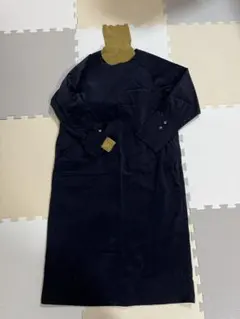 【コーデ販売】ネイビー 長袖ベロアワンピース