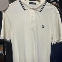 フレッドペリー　 M3600 ポロシャツ　Lサイズ　アイボリー　紺色